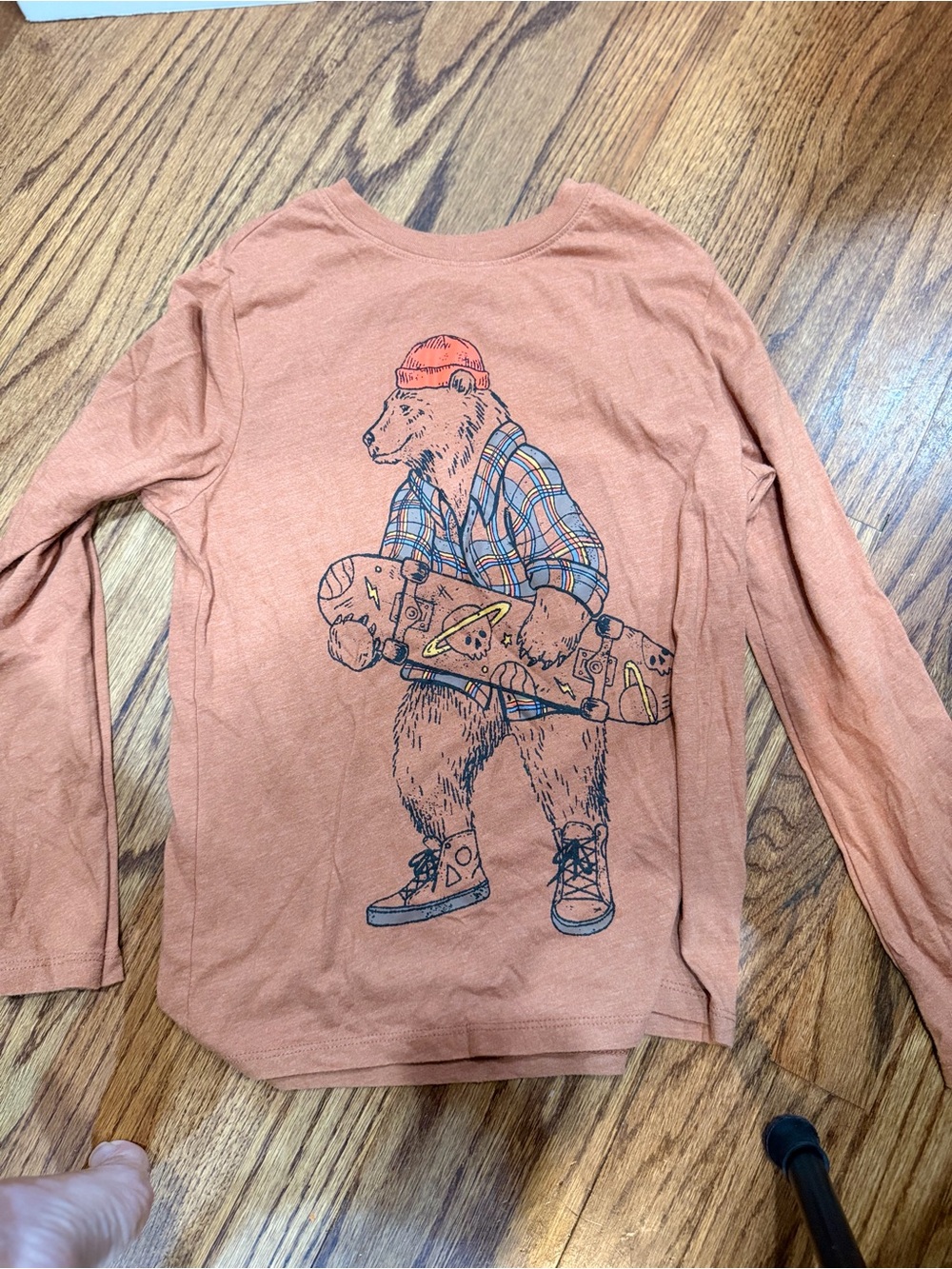 Cat & Jack Rust Long-Sleeve Tee with Bear Skateboard Graphic